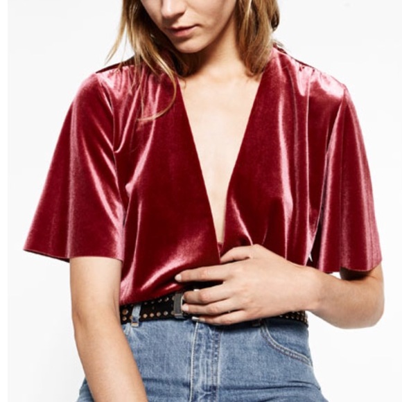 Zara Tops - Zara Special Edition Velvet Bodysuit